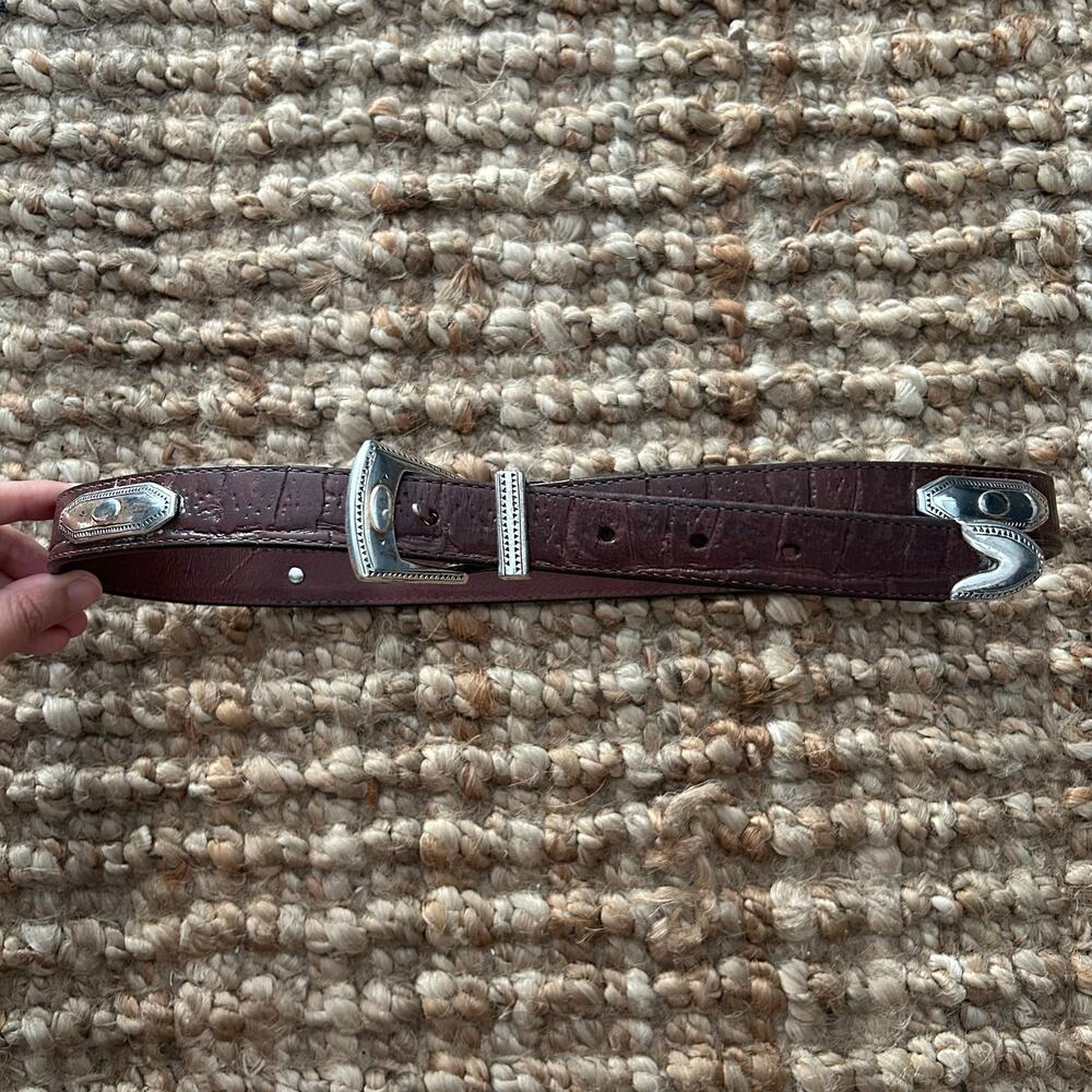 Brighton Vintage Brown Leather Western Concho Belt USA Made Size L (33''–36.5'')